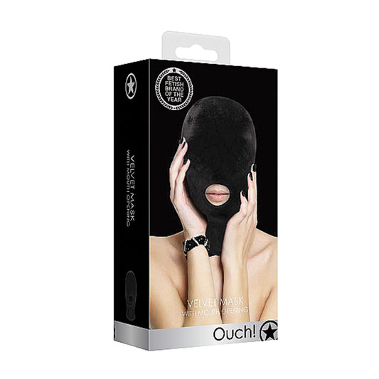 Ouch Velvet Mask W/Open Mouth Black