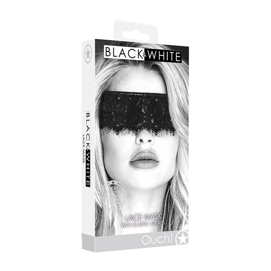 Ouch B&W Lace Mask Elastic Straps Black