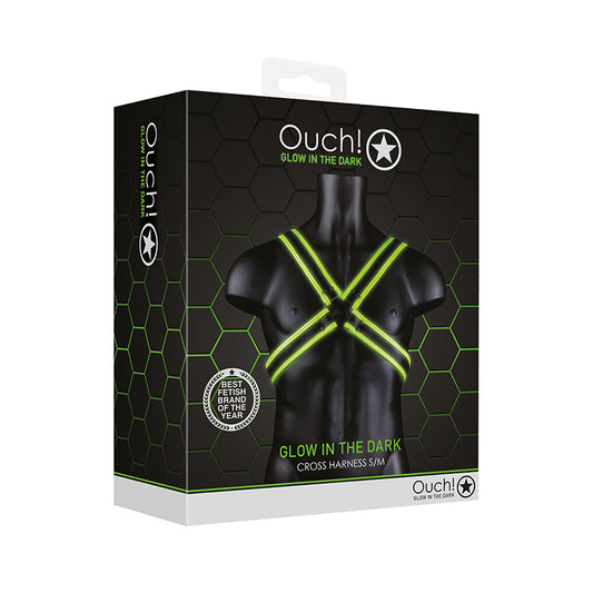 Ouch GITD Cross Harness Neon Green SM