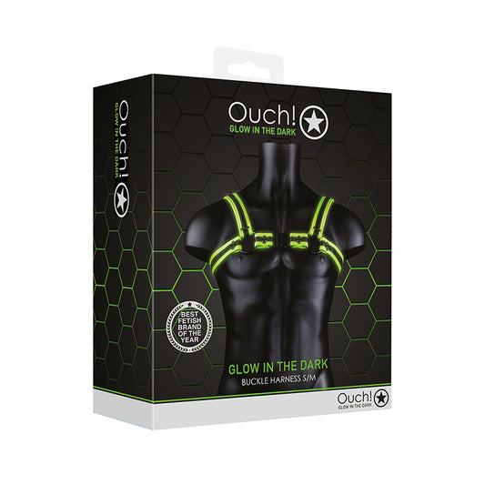 Ouch GITD Buckle Harness Neon Green SM