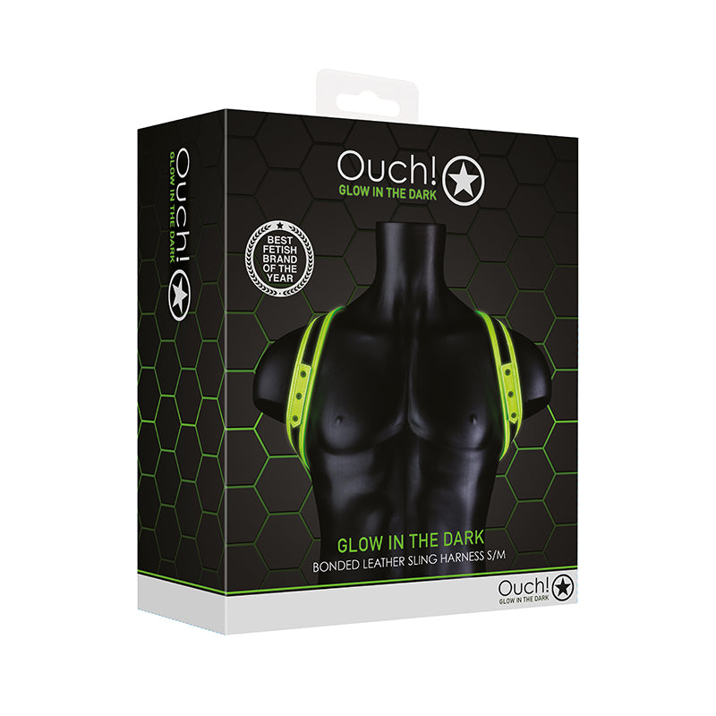 Ouch GITD Sling Harness Neon Green SM